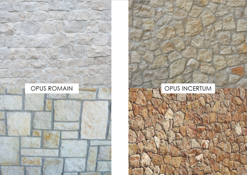 Formats de parements : opus incertum et opus romain