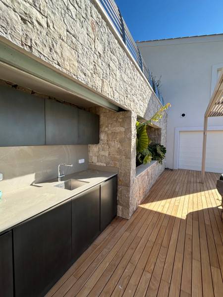 Plan de travail sur mesure , éviers , cuisine d'été