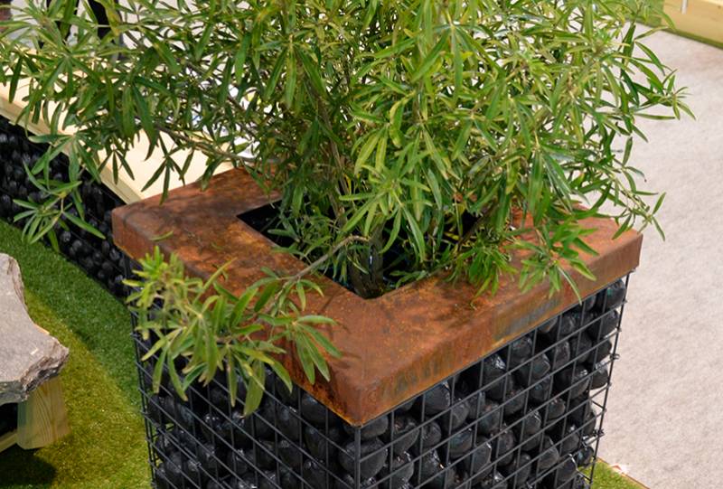 Gabion jardinière et couvertine acier corten